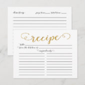 Moderne Gold Script Brautparty Rezeptkarten Postkarte (Vorne/Hinten)