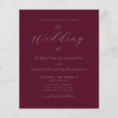 Moderne Gold Script Burgundy Wedding (Vorderseite)