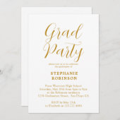 Moderne Gold Script Calligraphy Graduation Party Einladung (Vorne/Hinten)