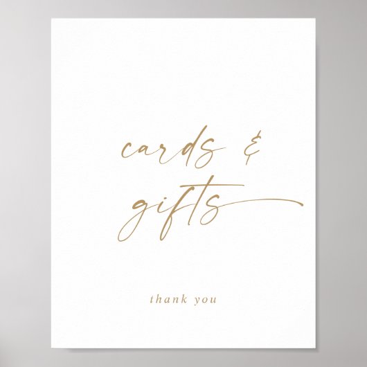 Moderne Gold Script Cards und Geschenke-Zeichen Poster (Vorne)
