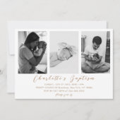 Moderne Gold Script Family Baby Foto Taufe Einladung (Vorderseite)