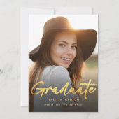 Moderne Gold Script Foto 2025 Graduation Party Einladung (Vorderseite)