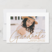 Moderne Gold Script Foto Graduation Party Einladung (Vorderseite)