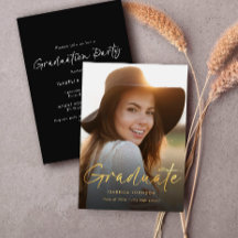 Moderne Gold Script Foto Graduation Party