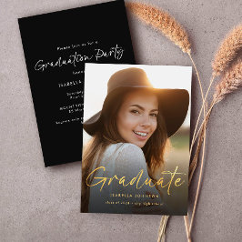 Moderne Gold Script Foto Graduation Party Einladung