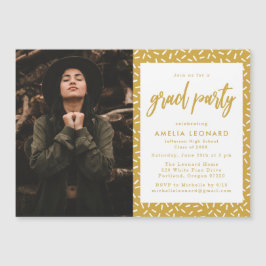 Moderne Gold Script Foto Graduation Party Magneteinladung