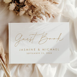 Moderne Gold Script Foto Hochzeit Gästebuch