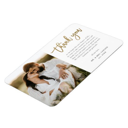 Moderne Gold Script Foto Hochzeit Vielen Dank Magnet (Linke Seite)