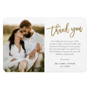 Moderne Gold Script Foto Hochzeit Vielen Dank Magnet