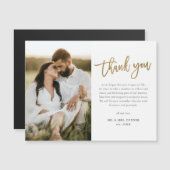 Moderne Gold Script Foto Hochzeit Vielen Dank Magnetkarte (Vorne/Hinten)