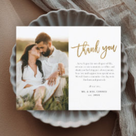 Moderne Gold Script Foto Hochzeit Vielen Dank Magnetkarte