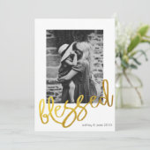 Moderne Gold-Script-Foto-Overlay-Familie Ankündigung (Stehend Vorderseite)