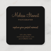 Moderne Gold Script Fotografie Typografie Quadratische Visitenkarte (Rückseite)