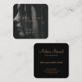 Moderne Gold Script Fotografie Typografie Quadratische Visitenkarte (Vorne/Hinten)