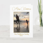 Moderne Gold Script frohe Weihnachten Foto Gruß (Vorderseite)