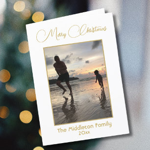 Moderne Gold Script frohe Weihnachten Foto Gruß