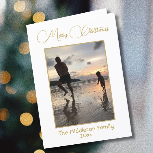 Moderne Gold Script frohe Weihnachten Foto Gruß