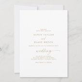 Moderne Gold Script Front and Back Wedding Einladung (Vorderseite)