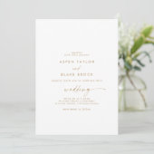 Moderne Gold Script Front and Back Wedding Einladung (Stehend Vorderseite)