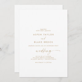 Moderne Gold Script Front and Back Wedding Einladung
