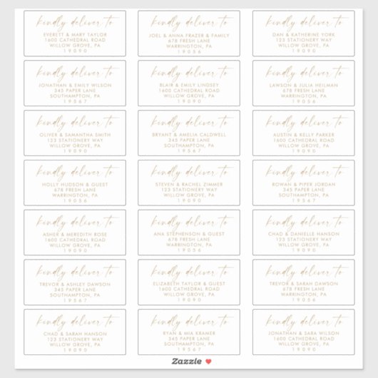 Moderne Gold Script-Gästeschriften Aufkleber (Blatt)