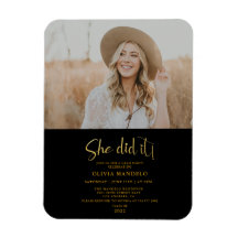 Moderne Gold Script Grad Party Foto Einladung Ma