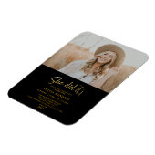 Moderne Gold Script Grad Party Foto Einladung Ma Magnet (Linke Seite)