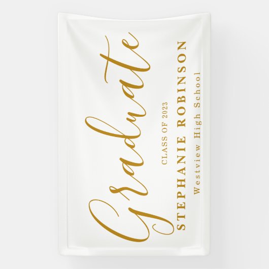Moderne Gold Script Graduation Party Banner (Vertikal)