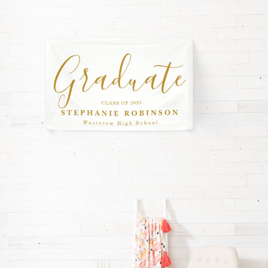 Moderne Gold Script Graduation Party Banner (InSitu)