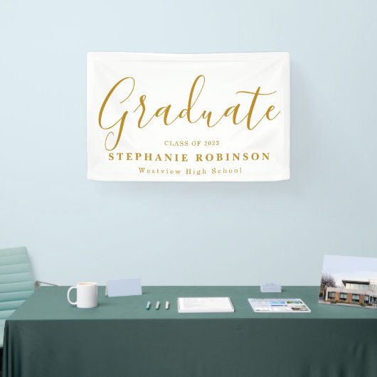 Moderne Gold Script Graduation Party Banner (Messe)