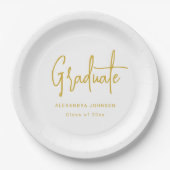 Moderne Gold Script Graduation Party Custom Pappteller (Vorderseite)