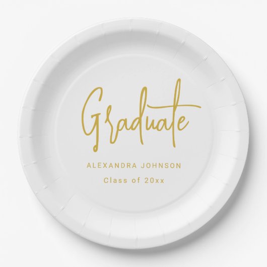 Moderne Gold Script Graduation Party Custom Pappteller (Vorderseite)