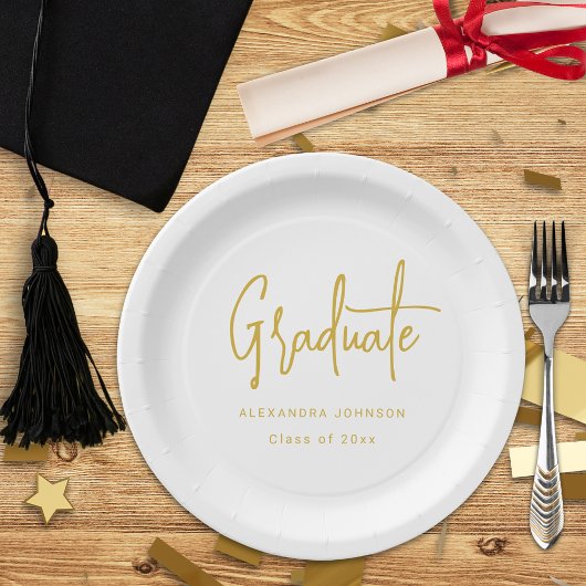 Moderne Gold Script Graduation Party Custom Pappteller