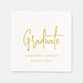 Moderne Gold Script Graduation Party Custom Serviette (Vorderseite)