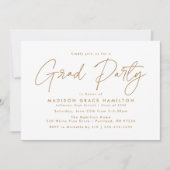 Moderne Gold Script Graduation Party Einladung (Vorderseite)