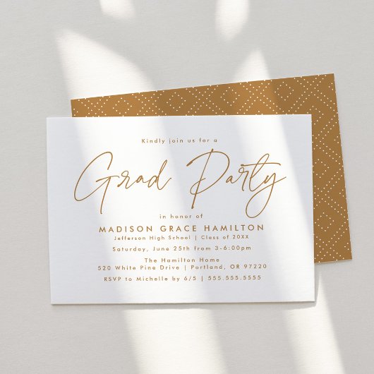 Moderne Gold Script Graduation Party Einladung