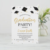 Moderne Gold Script Graduation Party Einladung (Stehend Vorderseite)