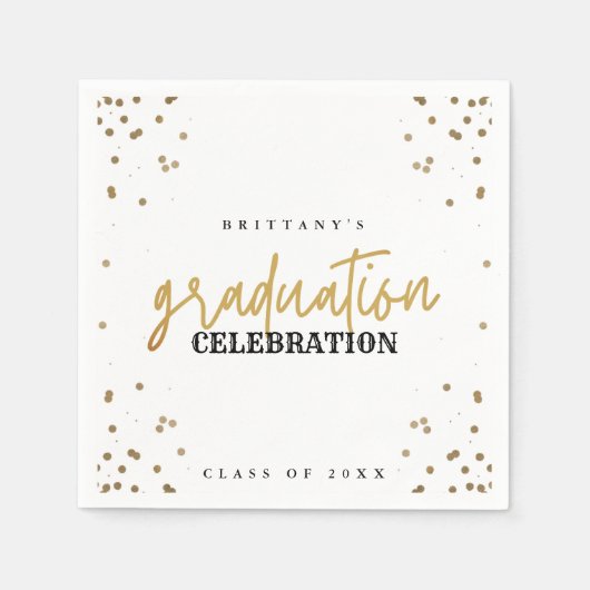 Moderne Gold Script Graduation Party Napkins Serviette (Vorderseite)