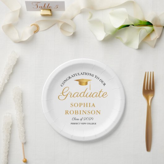Moderne Gold Script Graduation Party Pappteller (Hochzeit)