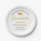 Moderne Gold Script Graduation Party Pappteller (Vorderseite)