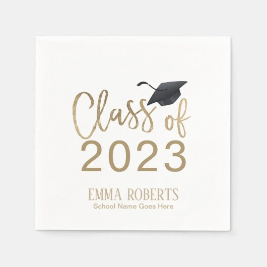 Moderne Gold Script Graduation Party Serviette (Vorderseite)