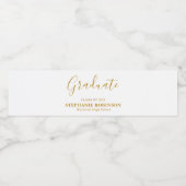 Moderne Gold Script Graduation Party Wasserflaschenetikett (Einzelnes Label)