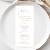 Moderne Gold Script Hochzeit Menükarte