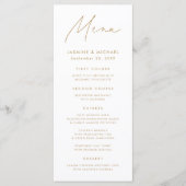 Moderne Gold Script Hochzeit Menükarte (Vorderseite)
