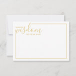 Moderne Gold Script Hochzeitsberatung und Wunschka Hinweiskarte<br><div class="desc">Fügen Sie Ihrer Hochzeit eine persönliche Touch mit einem modernen Skript Hochzeitsratschlag und Wunschkarte hinzu. Diese Ratenkarte enthält den Titel 'Worte der Weisheit' mit Details in Goldskripten und sans serif Schriftart Stil mit goldenem Rahmen auf weißem Hintergrund. Ideal für Hochzeiten, Babydusche, Geburtstagsparty, Brautparty, Junggeselinnen-Abschied und alle besondere Anlässe. Bitte beachten...</div>