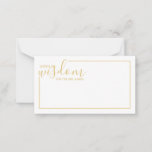 Moderne Gold Script Hochzeitsberatung und Wunschka Hinweiskarte<br><div class="desc">Fügen Sie Ihrer Hochzeit eine persönliche Touch mit einem modernen Skript Hochzeitsratschlag und Wunschkarte hinzu. Diese Ratenkarte enthält den Titel 'Worte der Weisheit' mit Details in Goldskripten und sans serif Schriftart Stil mit goldenem Rahmen auf weißem Hintergrund. Ideal für Hochzeiten, Babydusche, Geburtstagsparty, Brautparty, Junggeselinnen-Abschied und alle besondere Anlässe. Bitte beachten...</div>