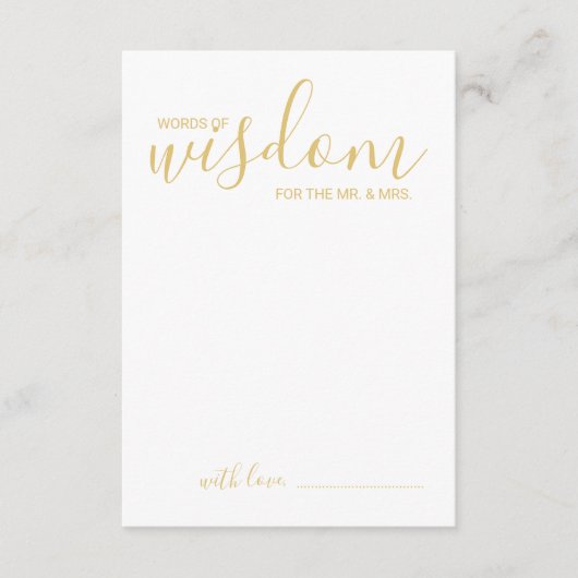 Moderne Gold Script Hochzeitsberatung und Wunschka Hinweiskarte (Vorderseite)