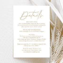 Moderne Gold Script-Hochzeitsdetails Begleitkarte