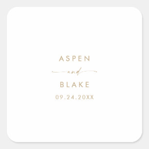 Moderne Gold Script-Hochzeitsskripte-Umschlag Aufk Quadratischer Aufkleber