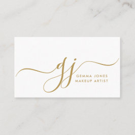 Moderne Gold Script-Initials Makeup Artist Visitenkarte